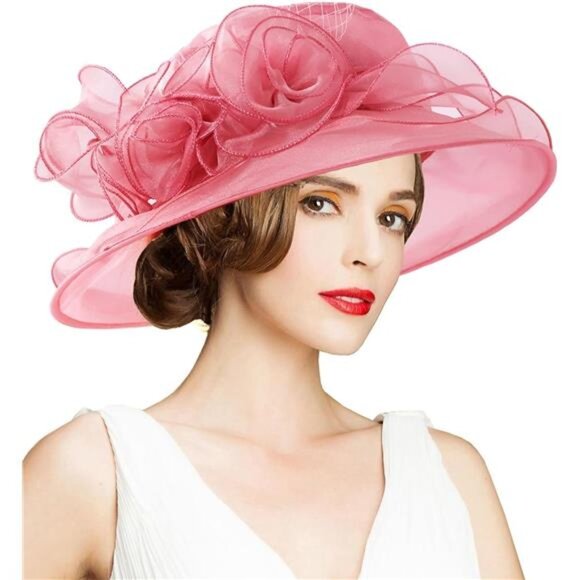 Women\'s Kentucky Hat Wide Brim Pink2